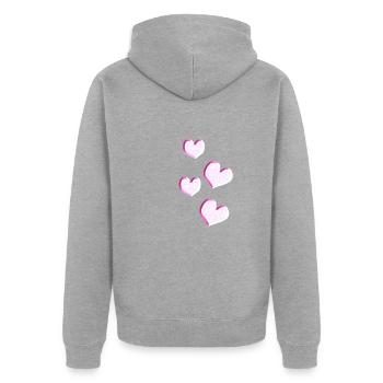 vier herzen glitzer glanz - Unisex Premium Bio Zip Hoodie - Grau meliert - Hinten - Nico (187cm)