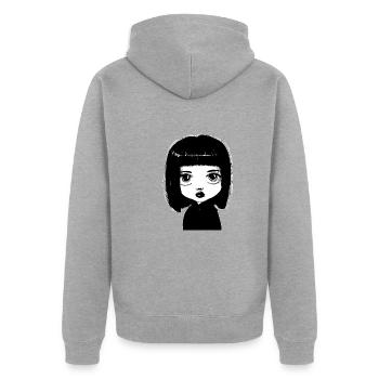 Mädchen Symbol Zeichnung cartoon kunst - Unisex Premium Bio Zip Hoodie - Grau meliert - Hinten - Nico (187cm)