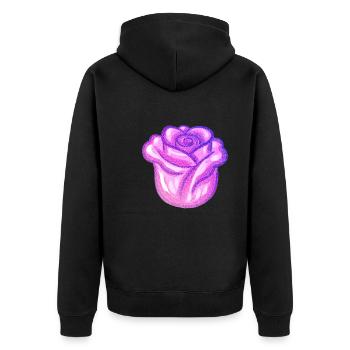 lila blume rose glitzer blüte - Unisex Premium Bio Zip Hoodie - Schwarz - Hinten - Nico (187cm)