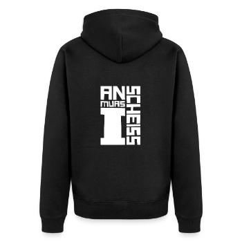 An scheiss muas i - Unisex Premium Bio Zip Hoodie - Schwarz - Hinten - Nico (187cm)