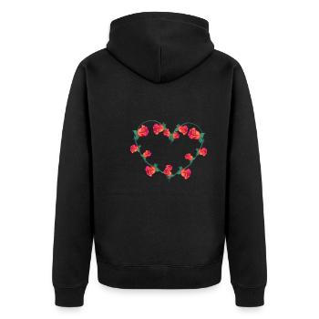 rote pflanzen herz blume rose form blumen - Unisex Premium Bio Zip Hoodie - Schwarz - Hinten - Nico (187cm)