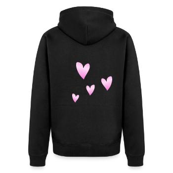 herzen rosa glitzer symbol liebe form - Unisex Premium Bio Zip Hoodie - Schwarz - Hinten - Nico (187cm)