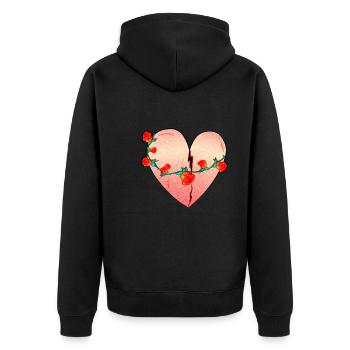 Cicatrices de rose de coeur symbole rouge - Veste à capuche bio Premium Unisexe - noir - Dos - Nico (187cm)