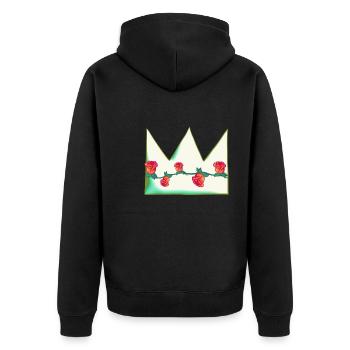 Green Crown Natural Flowers Roses Shape - Unisex Premium Organic Zip Hoodie - black - Back - Nico (187cm)