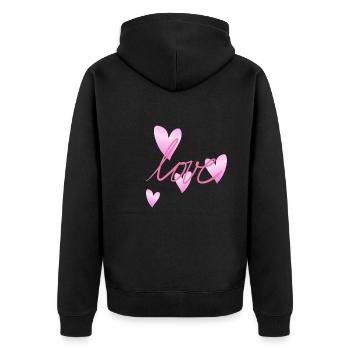 herz rosa glitzer symbol liebe form - Unisex Premium Bio Zip Hoodie - Schwarz - Hinten - Nico (187cm)