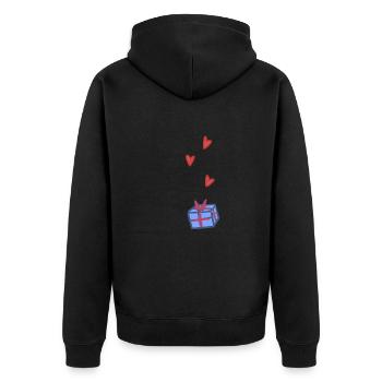 Gift Symbol Christmas Hearts Blue - Unisex Premium Organic Zip Hoodie - black - Back - Nico (187cm)