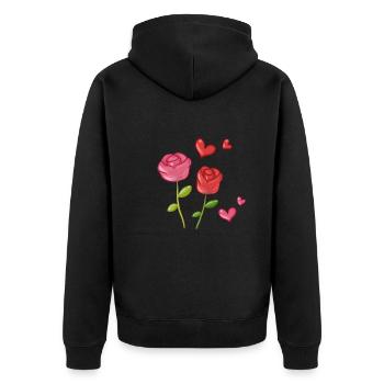 herzen blumen pflanzen symbol liebe - Unisex Premium Bio Zip Hoodie - Schwarz - Hinten - Nico (187cm)