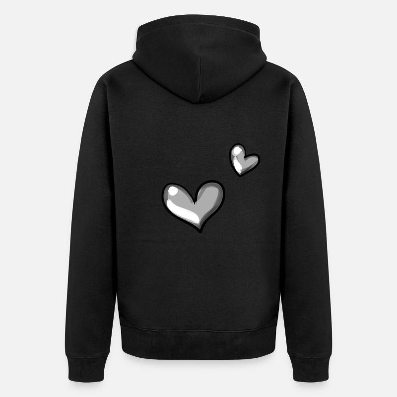 Deux cœurs gris - Veste à capuche bio Premium Unisexe - noir