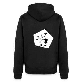 ich liebe dich symbol form blume - Unisex Premium Bio Zip Hoodie - Schwarz - Hinten - Nico (187cm)