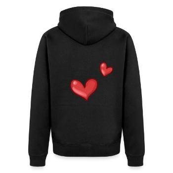 zwei rote herzen herz - Unisex Premium Bio Zip Hoodie - Schwarz - Hinten - Nico (187cm)