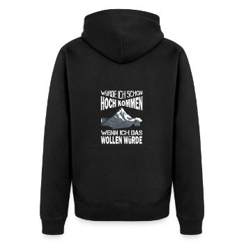 Würde ich schon hoch kommen... - Unisex Premium Bio Zip Hoodie - Schwarz - Hinten - Nico (187cm)
