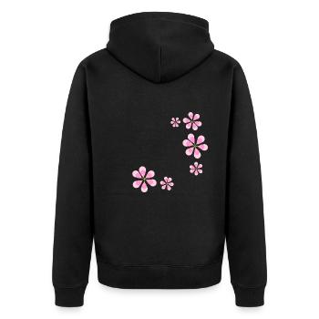 rosa blumen muster form pflanze - Unisex Premium Bio Zip Hoodie - Schwarz - Hinten - Nico (187cm)