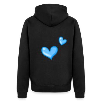 zwei blaue herzen herz - Unisex Premium Bio Zip Hoodie - Schwarz - Hinten - Nico (187cm)