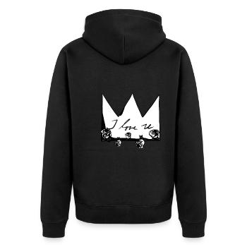 Grey crown Roses flowers I love you - Unisex Premium Organic Zip Hoodie - black - Back - Nico (187cm)