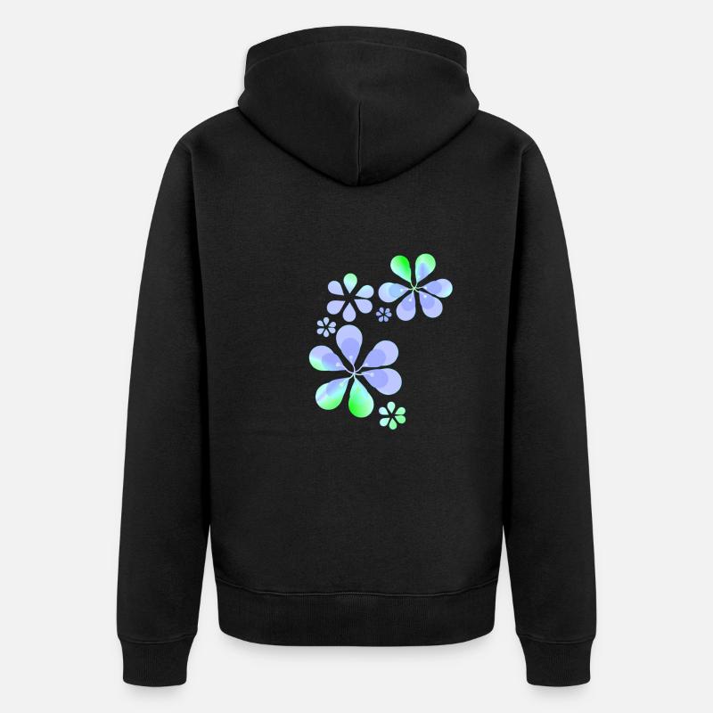 Forme de motif de fleur violette vert - Veste à capuche bio Premium Unisexe - noir