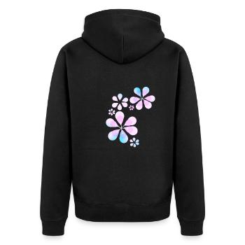 rosa blumen muster symbol form blüten - Unisex Premium Bio Zip Hoodie - Schwarz - Hinten - Nico (187cm)