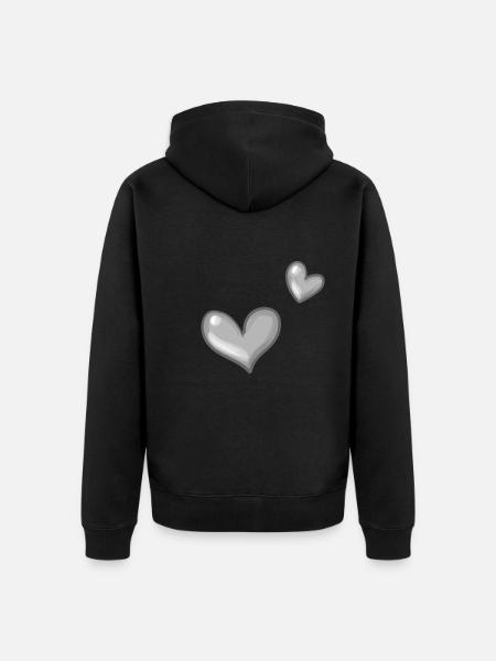 Deux cœurs gris - Veste à capuche bio Premium Unisexe - noir