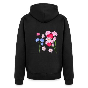 bunte blumen muster pflanzen symbol - Unisex Premium Bio Zip Hoodie - Schwarz - Hinten - Nico (187cm)