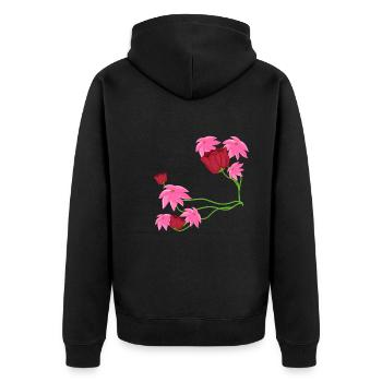 Pattern flowers pink plants - Unisex Premium Organic Zip Hoodie - black - Back - Nico (187cm)