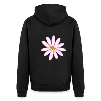 rosa blume symbol blüte - Unisex Premium Bio Zip Hoodie - Schwarz - Hinten - Nico (187cm)