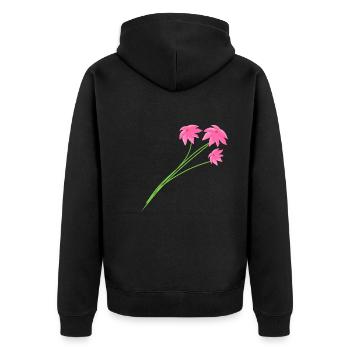 Symbole des trois fleurs roses - Veste à capuche bio Premium Unisexe - noir - Dos - Nico (187cm)