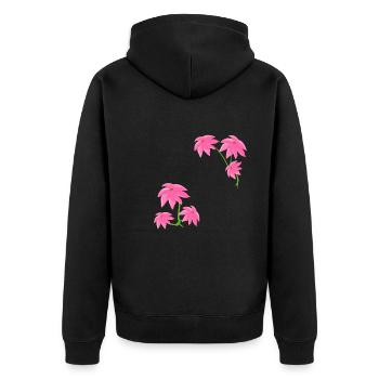 Pattern Pink Flower Plants - Unisex Premium Organic Zip Hoodie - black - Back - Nico (187cm)