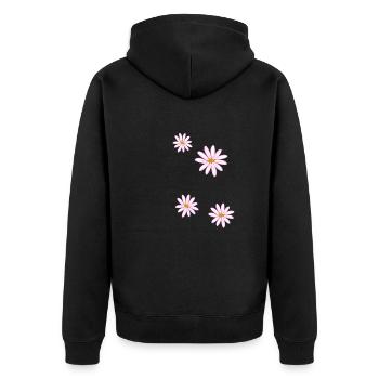rosa blumen muster blüten symbol - Unisex Premium Bio Zip Hoodie - Schwarz - Hinten - Nico (187cm)