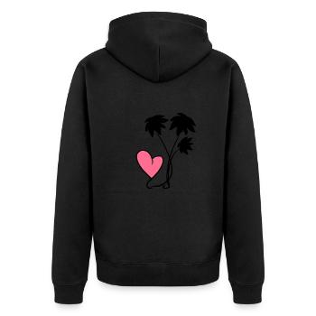 herz rosa blumen pflanzen - Unisex Premium Bio Zip Hoodie - Schwarz - Hinten - Nico (187cm)