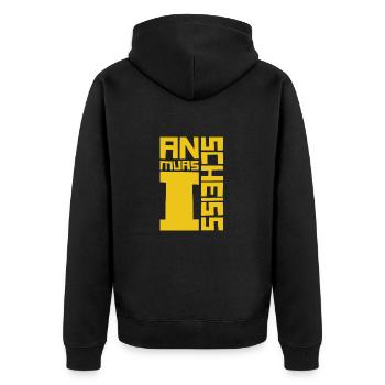 An scheiss muas i - Unisex Premium Bio Zip Hoodie - Schwarz - Hinten - Nico (187cm)