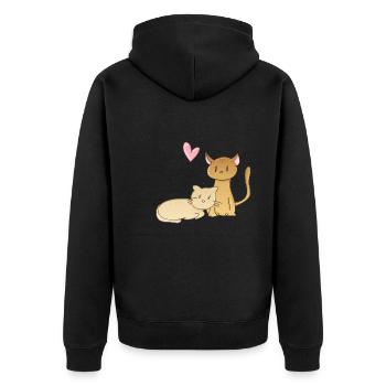 animaux chats chat amour coeur couple - Veste à capuche bio Premium Unisexe - noir - Dos - Nico (187cm)