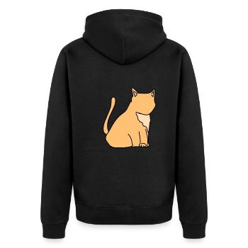 Katze Symbol Tier Haustier orange - Unisex Premium Bio Zip Hoodie - Schwarz - Hinten - Nico (187cm)