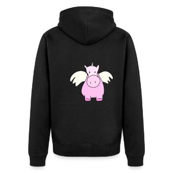 Einhorn Tier Cartoon Pferd - Unisex Premium Bio Zip Hoodie - Schwarz - Hinten - Nico (187cm)