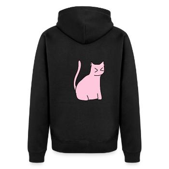 Katze Tier symbol Haustier rosa - Unisex Premium Bio Zip Hoodie - Schwarz - Hinten - Nico (187cm)