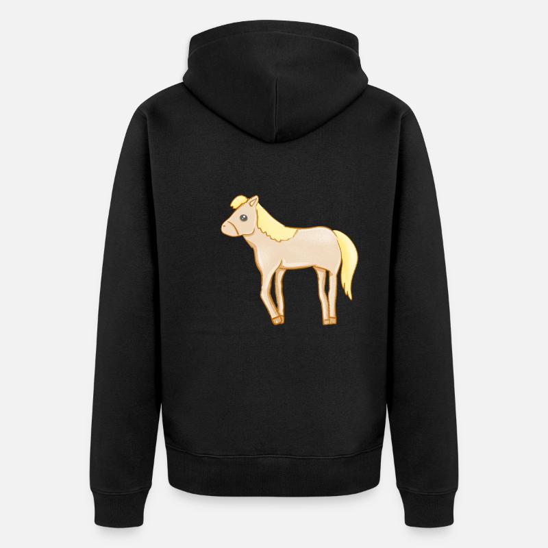 Cheval Cartoon Symbole Animal - Veste à capuche bio Premium Unisexe - noir