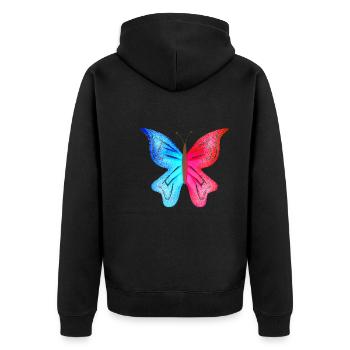 schmetterling blau pink symbol insekt tier flügel - Unisex Premium Bio Zip Hoodie - Schwarz - Hinten - Nico (187cm)