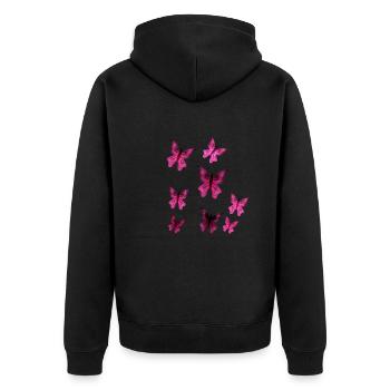 schmetterling pink muster insekt tier schmetterlin - Unisex Premium Bio Zip Hoodie - Schwarz - Hinten - Nico (187cm)