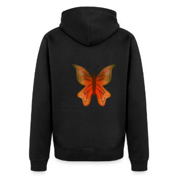butterfly orange symbol insect animal wings - Unisex Premium Organic Zip Hoodie - black - Back - Nico (187cm)