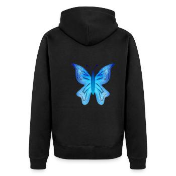 schmetterling blau symbol insekt tier flügel - Unisex Premium Bio Zip Hoodie - Schwarz - Hinten - Nico (187cm)