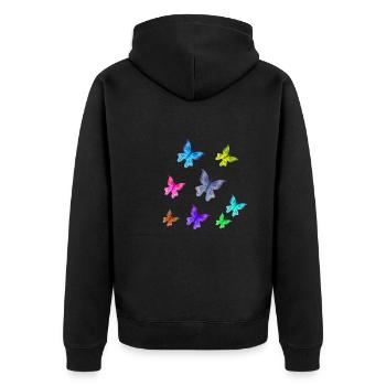 schmetterling schmetterlinge muster insekt tiere b - Unisex Premium Bio Zip Hoodie - Schwarz - Hinten - Nico (187cm)