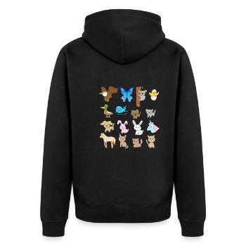 Hunde Katzen Symbole Tiere süß cartoon muster - Unisex Premium Bio Zip Hoodie - Schwarz - Hinten - Nico (187cm)