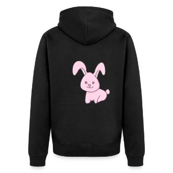 Hase Tier Symbol süß rosa - Unisex Premium Bio Zip Hoodie - Schwarz - Hinten - Nico (187cm)