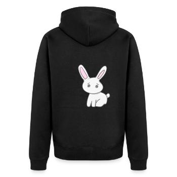Hase Tier Symbol süß cartoon - Unisex Premium Bio Zip Hoodie - Schwarz - Hinten - Nico (187cm)