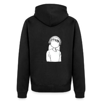 Dessin animé fille casque anime - Veste à capuche bio Premium Unisexe - noir - Dos - Nico (187cm)