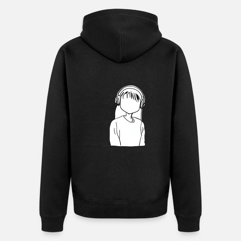 Dessin animé fille casque anime - Veste à capuche bio Premium Unisexe - noir