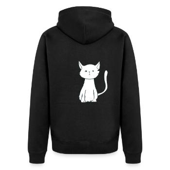 Katze Symbol Tier cartoon - Unisex Premium Bio Zip Hoodie - Schwarz - Hinten - Nico (187cm)