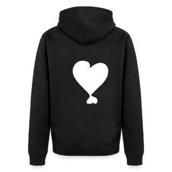 zwei Herzen Herz symbol - Unisex Premium Bio Zip Hoodie - Schwarz - Hinten - Nico (187cm)