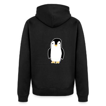 pinguin Tier Symbol vogel - Unisex Premium Bio Zip Hoodie - Schwarz - Hinten - Nico (187cm)