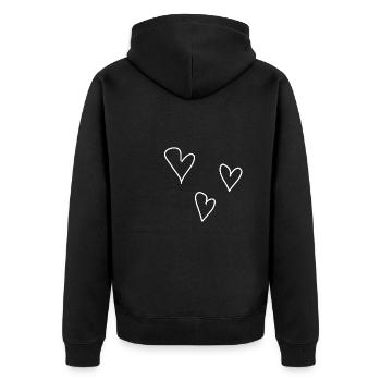 symbole d’amour de trois coeurs - Veste à capuche bio Premium Unisexe - noir - Dos - Nico (187cm)