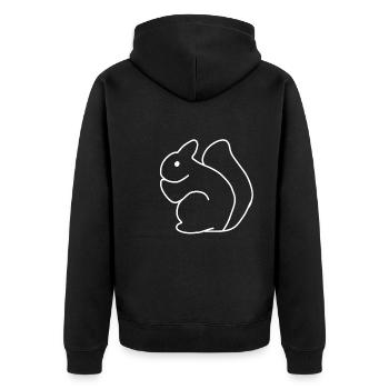 Eichhhörnchen Tiere Tier Symbol - Unisex Premium Bio Zip Hoodie - Schwarz - Hinten - Nico (187cm)