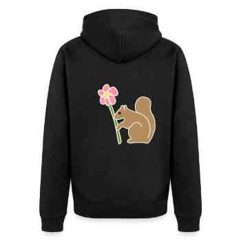Eichhhörnchen Tiere Tier Symbol Blume - Unisex Premium Bio Zip Hoodie - Schwarz - Hinten - Nico (187cm)